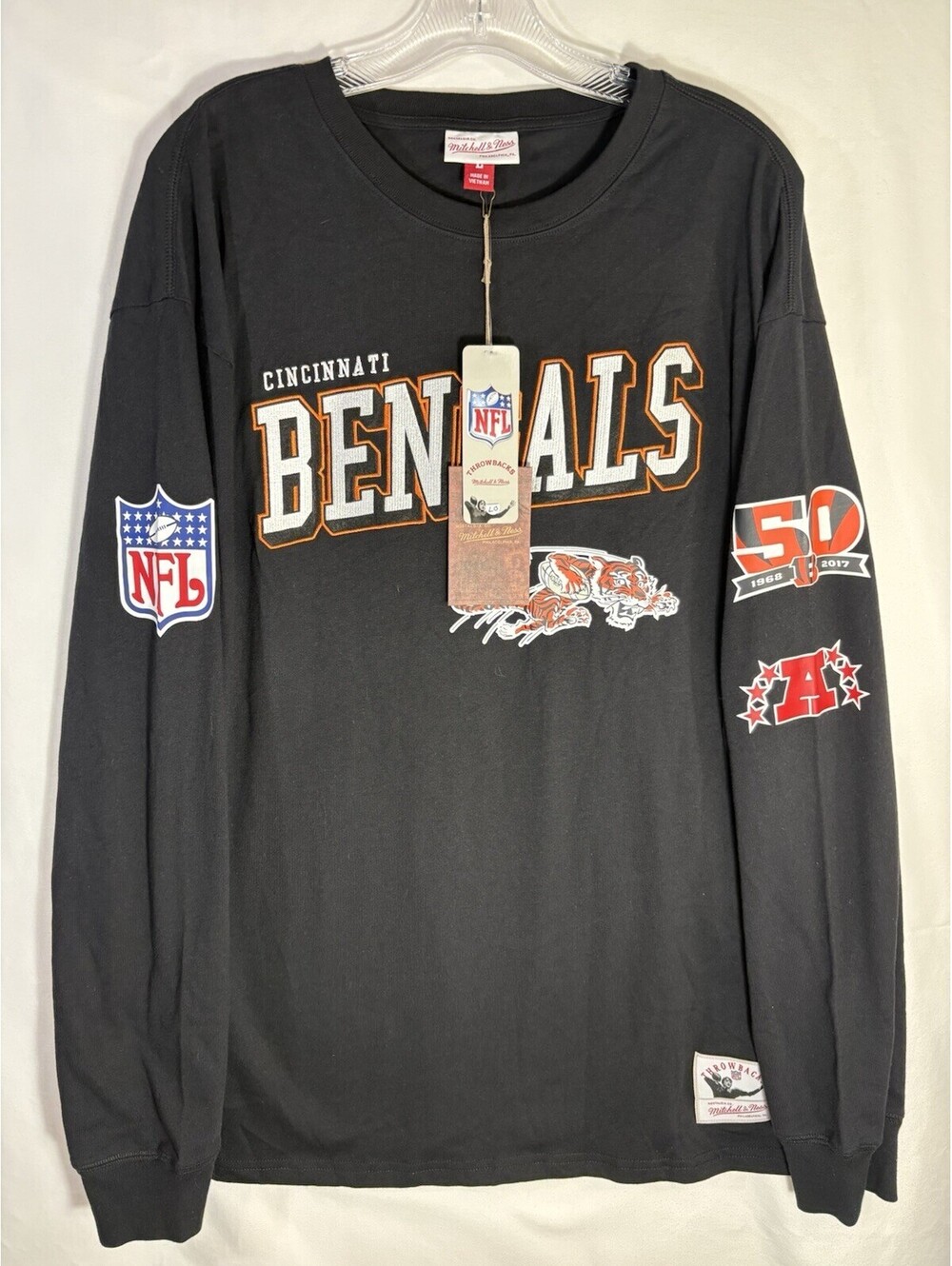 Mitchell & Ness NWT NFL Cincinnati Bengals Training Camp Shirt L Vintage Logo